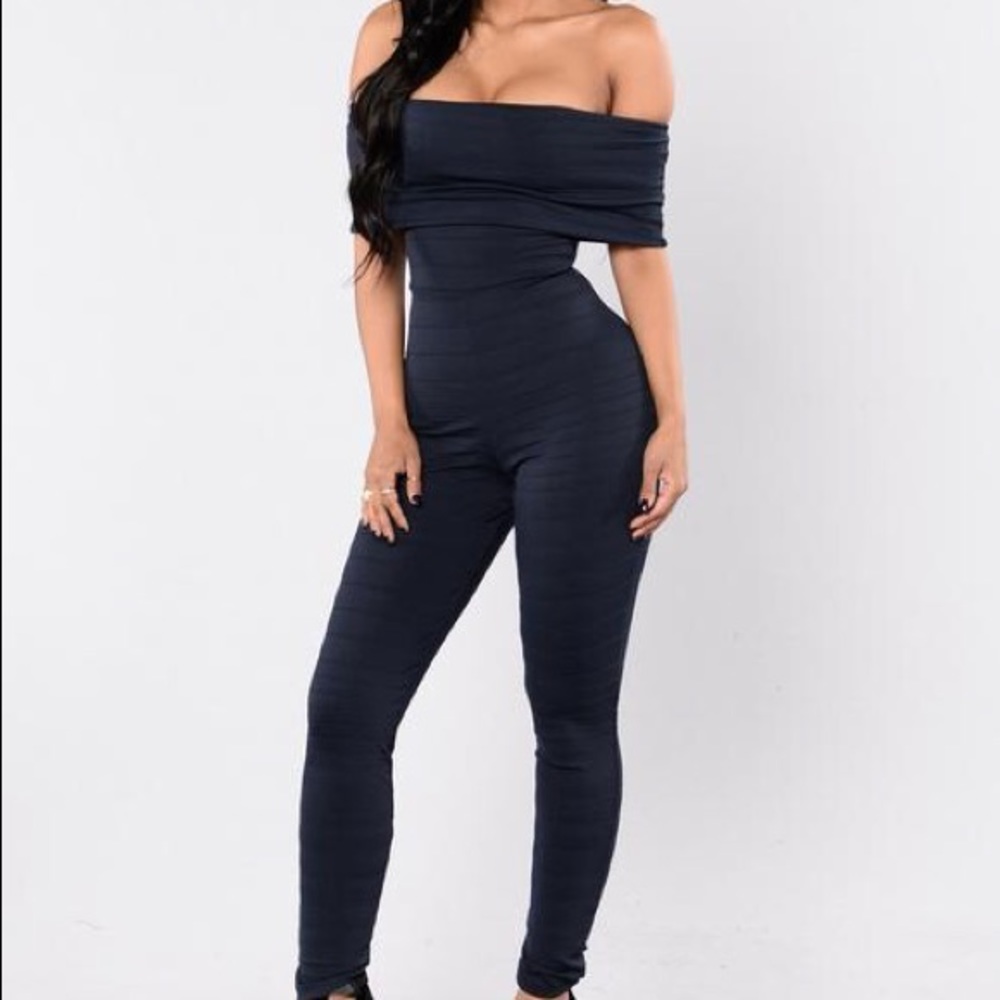 Brand New Never Worn Navy Off Shoulder Jumpsuit